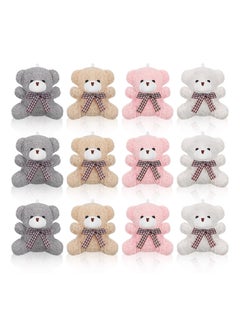 KASTWAVE 12 Pieces 4 Inch Plush Mini Bear Bunny Puppy Koala Stuffed Animals Jointed Doll Toys Furry Dolls for Birthday Wedding Graduation Party Favors DIY Keychain  - Image 1