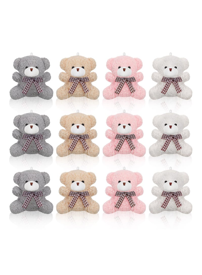 KASTWAVE 12 Pieces 4 Inch Plush Mini Bear Bunny Puppy Koala Stuffed Animals Jointed Doll Toys Furry Dolls for Birthday Wedding Graduation Party Favors DIY Keychain  - Image 1