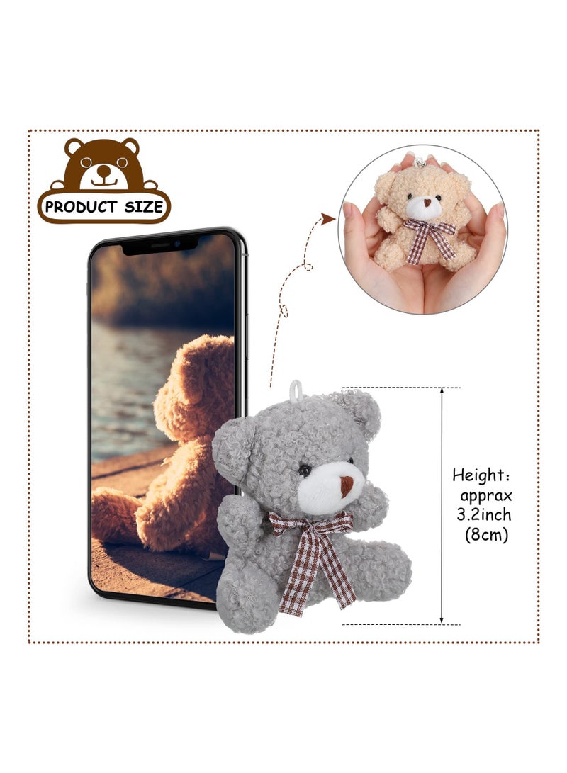 KASTWAVE 12 Pieces 4 Inch Plush Mini Bear Bunny Puppy Koala Stuffed Animals Jointed Doll Toys Furry Dolls for Birthday Wedding Graduation Party Favors DIY Keychain  - Image 2
