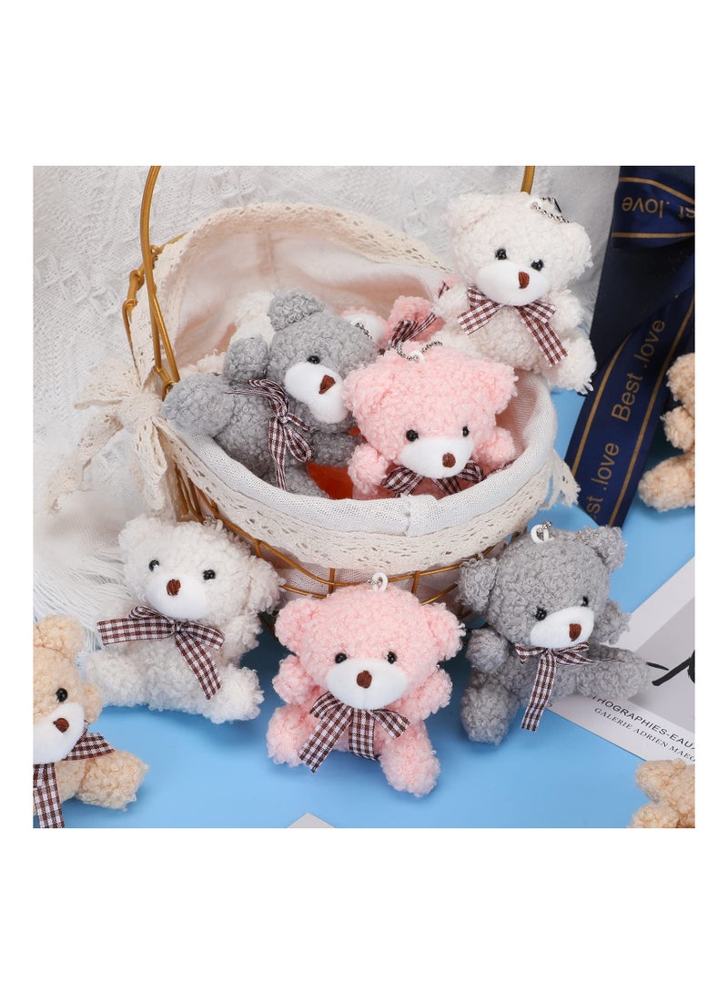 KASTWAVE 12 Pieces 4 Inch Plush Mini Bear Bunny Puppy Koala Stuffed Animals Jointed Doll Toys Furry Dolls for Birthday Wedding Graduation Party Favors DIY Keychain  - Image 4
