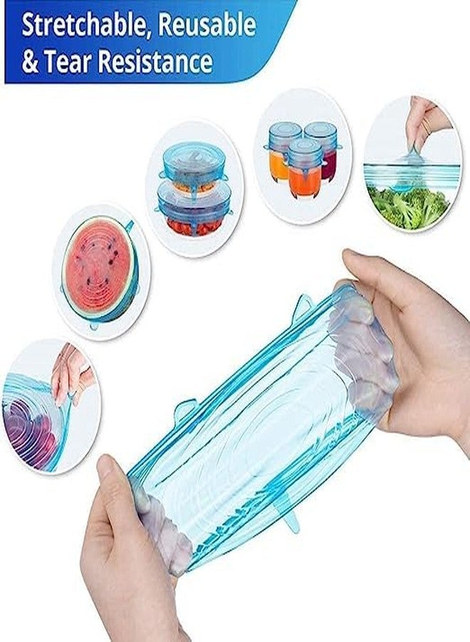 TAKSH ENTERPRISE 12 PC Microwave Safe Silicone Stretch Lids reuseable Flexible Covers for Rectangle, Round, Square Bowls, Dishes, Plates, Cans, Jars, Glassware and Mugs - Image 3