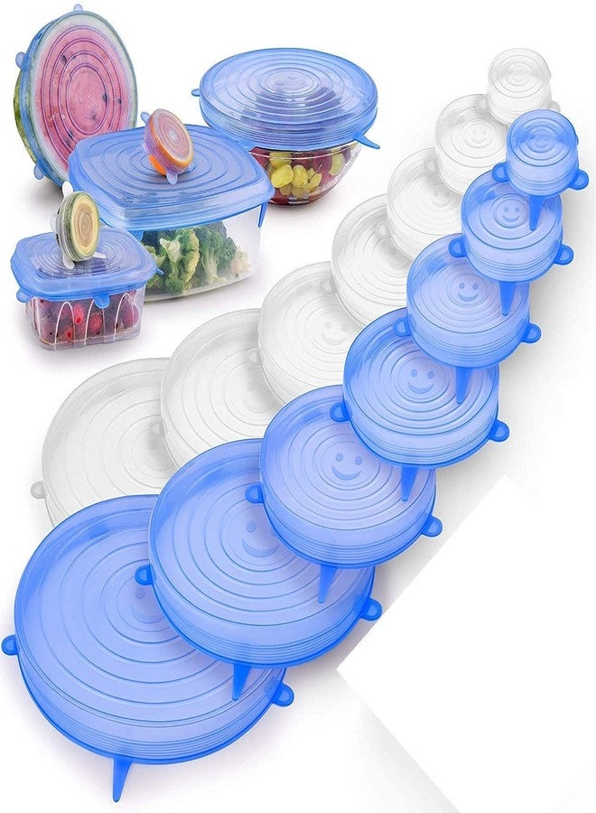 TAKSH ENTERPRISE 12 PC Microwave Safe Silicone Stretch Lids reuseable Flexible Covers for Rectangle, Round, Square Bowls, Dishes, Plates, Cans, Jars, Glassware and Mugs - Image 1