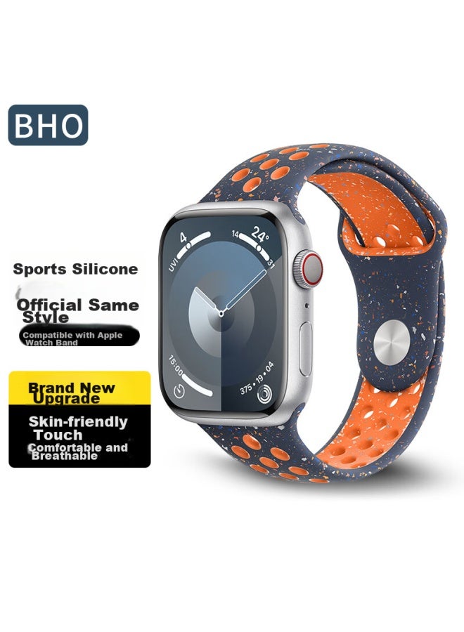 Bho Suitable For Apple Watch Bands, Apple Watch S10/ultra2/s9 Sports Band, Iwatch S8/7/6/5/4/se Breathable Hole Silicone Strap - Image 1