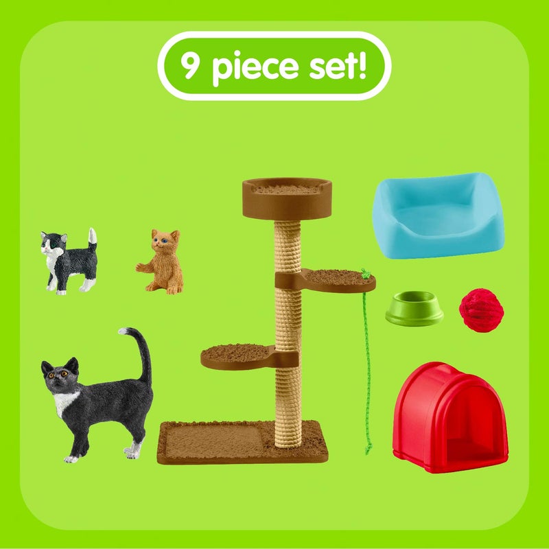 Schleich Farm World Cute Cats and Kittens Playtime Figurine Set 9Piece Realistic Momma Cat and Baby Kitten Figurine Large Playset forToddlers Boys and Girls Gift for Kids Ages 3 - Image 4