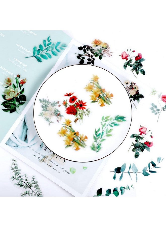بينج شاو ماي 80 قطعة من ملصقات الزهور الطبيعية العتيقة للقصاصات، ملصقات ذاتية اللصق للقصاصات، لوازم المجلات لصنع البطاقات للكبار، رسائل DIY (النمط D) - Image 4