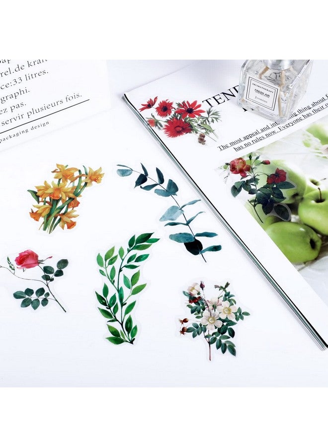 بينج شاو ماي 80 قطعة من ملصقات الزهور الطبيعية العتيقة للقصاصات، ملصقات ذاتية اللصق للقصاصات، لوازم المجلات لصنع البطاقات للكبار، رسائل DIY (النمط D) - Image 1