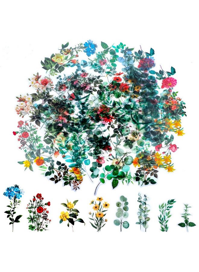 بينج شاو ماي 80 قطعة من ملصقات الزهور الطبيعية العتيقة للقصاصات، ملصقات ذاتية اللصق للقصاصات، لوازم المجلات لصنع البطاقات للكبار، رسائل DIY (النمط D) - Image 3
