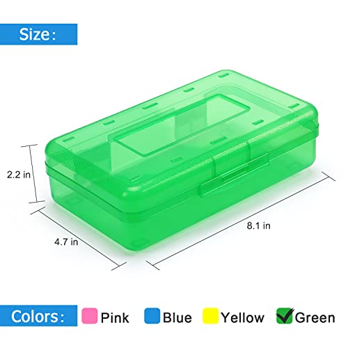 Tamaki 1 Pack Plastic Pencil Box Large Capacity Pencil Boxes Clear Boxes with Snap-tight Lid Stackable Design and Stylish Office Supplies Storage Organizer Box, Green - Image 2
