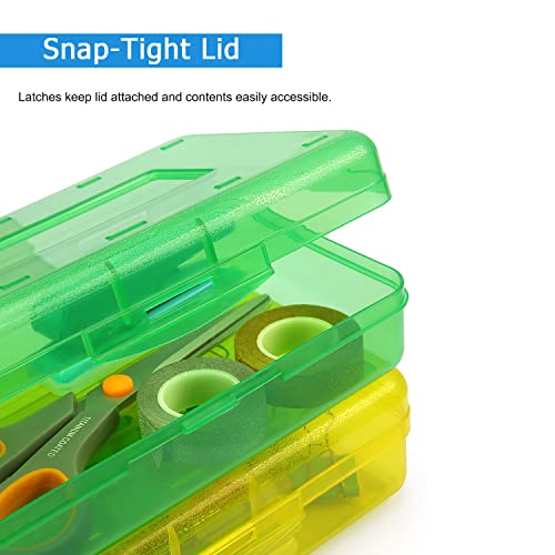 Tamaki 1 Pack Plastic Pencil Box Large Capacity Pencil Boxes Clear Boxes with Snap-tight Lid Stackable Design and Stylish Office Supplies Storage Organizer Box, Green - Image 5