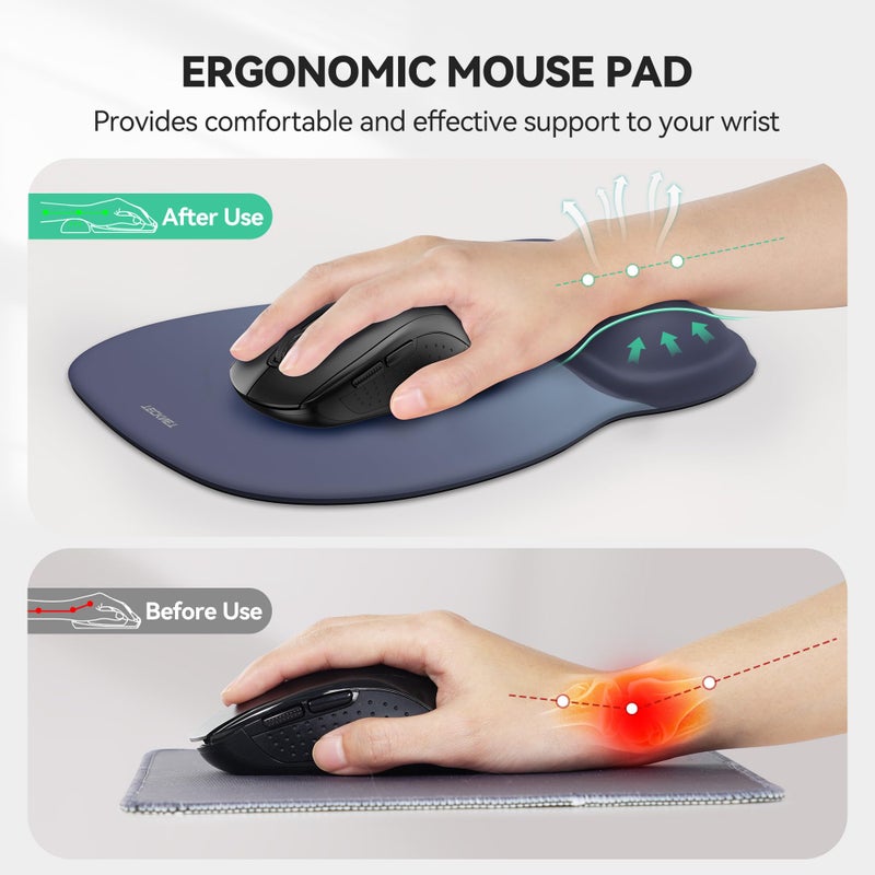 TECKNET Gel Mouse Pad with Wrist Rest, Ergonomic Office Mousepad with Wrist Support - Non-Slip & Smooth Surface Comfortable Desk Accessories Mat for Office, Gaming and Study - Gradient - Image 2