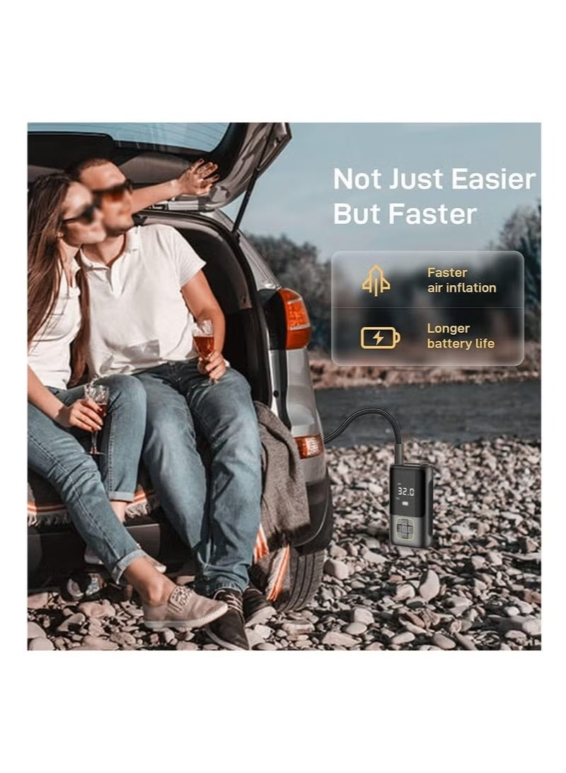 جينيكست مضخة هواء محمولة للسيارة | منفاخ إطارات رقمي بشاشة LED، ١٥٠ رطل/بوصة مربعة، منفذ USB-C قابل لإعادة الشحن | ضاغط هواء لاسلكي للسيارة والدراجة النارية والدراجات الهوائية والكرات الرياضية والألعاب القابلة للنفخ - Image 4