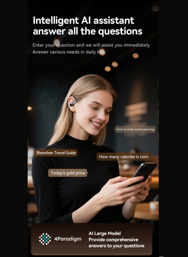 Bukela AI Language Translation Earbuds, Real Time in 144 Languages & Accents, 3 in 1 AI Translation Earbuds Portable Translator Device for Business Meeting Traveling (Black) - Image 2