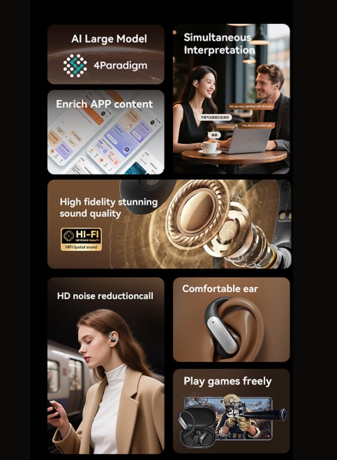 Bukela AI Language Translation Earbuds, Real Time in 144 Languages & Accents, 3 in 1 AI Translation Earbuds Portable Translator Device for Business Meeting Traveling (Black) - Image 4