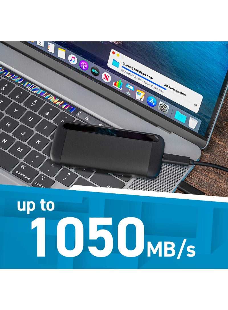 X8 1TB Portable SSD Up to 1050MBs USB 3.2 External Solid State Drive USB-C USB-A - Image 4