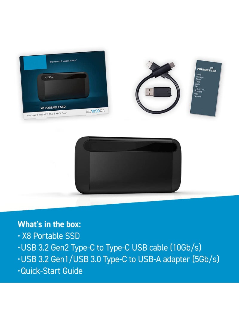 X8 1TB Portable SSD Up to 1050MBs USB 3.2 External Solid State Drive USB-C USB-A - Image 5
