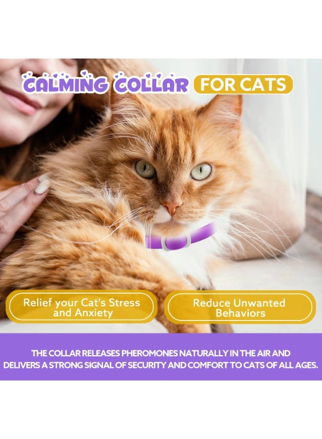 Oimmal 4 قطع طوق مهدئ للقطط قابل للتعديل يوفر الراحة للحيوانات الأليفة في غضون 1 ساعة، أطواق مهدئة للقطط تدوم حتى 120 يومًا، مدعمة بالفيرومونات لدعم السلوك (أرجواني) - Image 4
