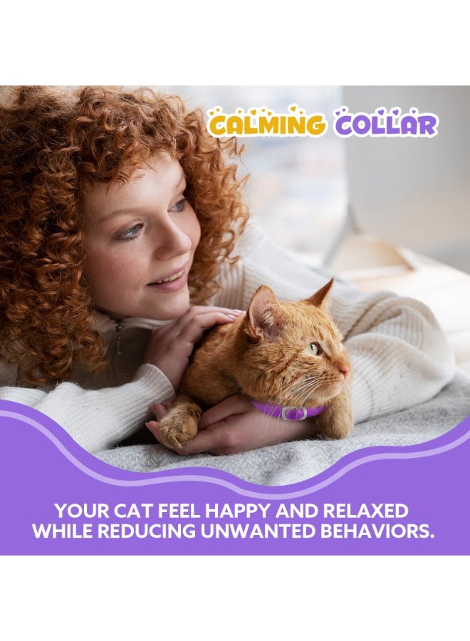 Oimmal 4 قطع طوق مهدئ للقطط قابل للتعديل يوفر الراحة للحيوانات الأليفة في غضون 1 ساعة، أطواق مهدئة للقطط تدوم حتى 120 يومًا، مدعمة بالفيرومونات لدعم السلوك (أرجواني) - Image 5