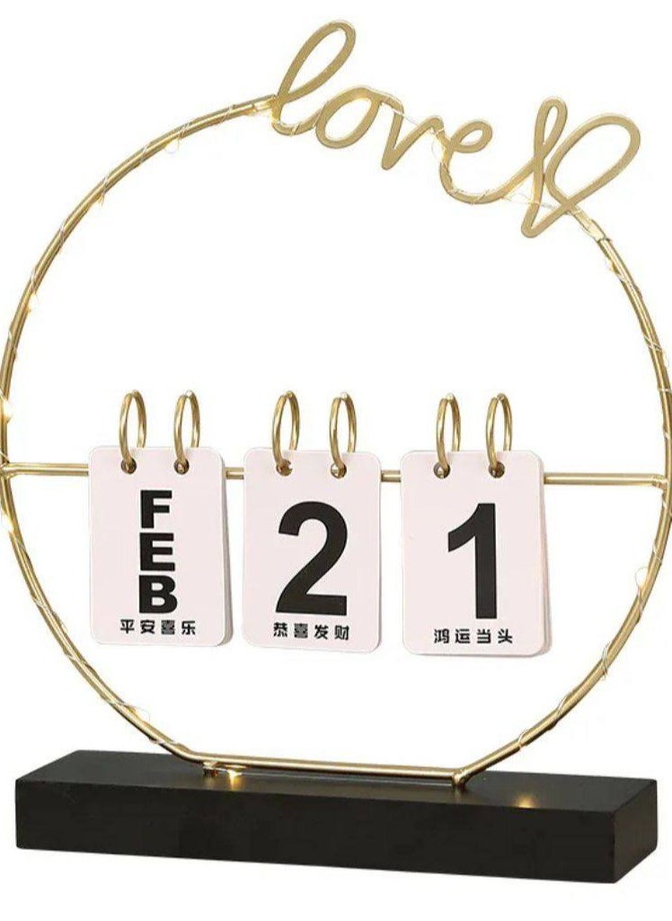 Generic Metal desk calendar and wooden base Black for office, home and kitchen decor  - Image 1