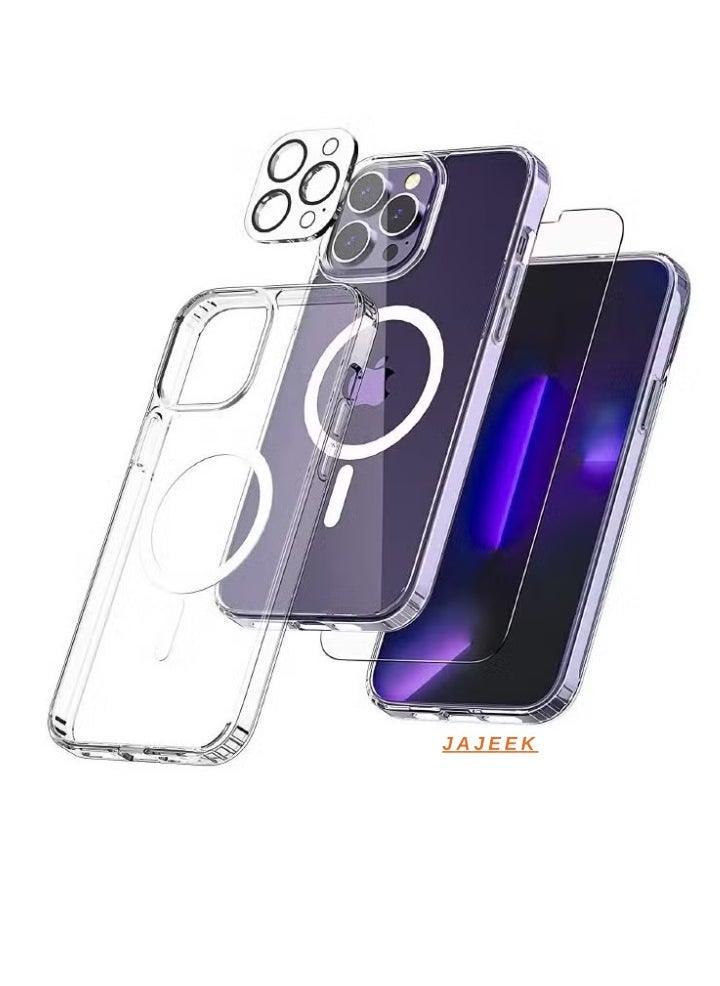 JAJEEK iPhone 16 Pro Max MagSafe Case Cover – 9H Tempered Glass + Camera Lens Protector, Ultra-Thin, Scratch-Resistant, Drop-Proof, Anti-Yellowing Magnetic Back Cover for iPhone 16 Pro Max 2024 - Image 1