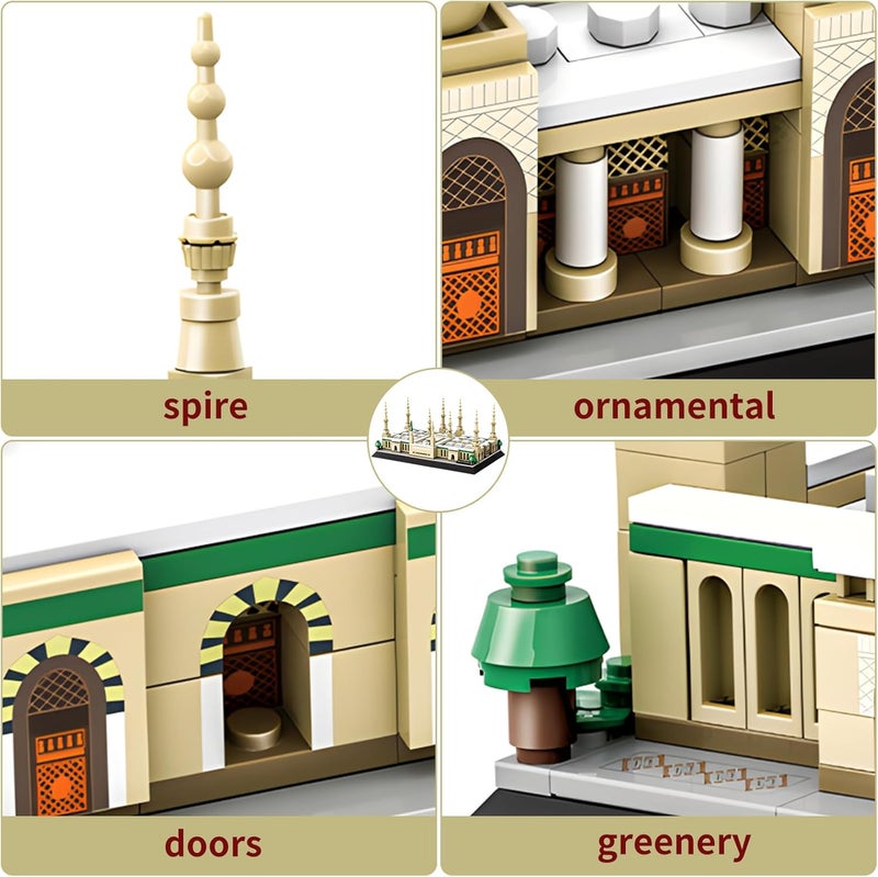 CSNRHG Medina Prophet Mosque Building Block Set Educational Architecture Toy for Age 6+ Children and Adults for Eid al-Fitr 594 Pieces - Image 4