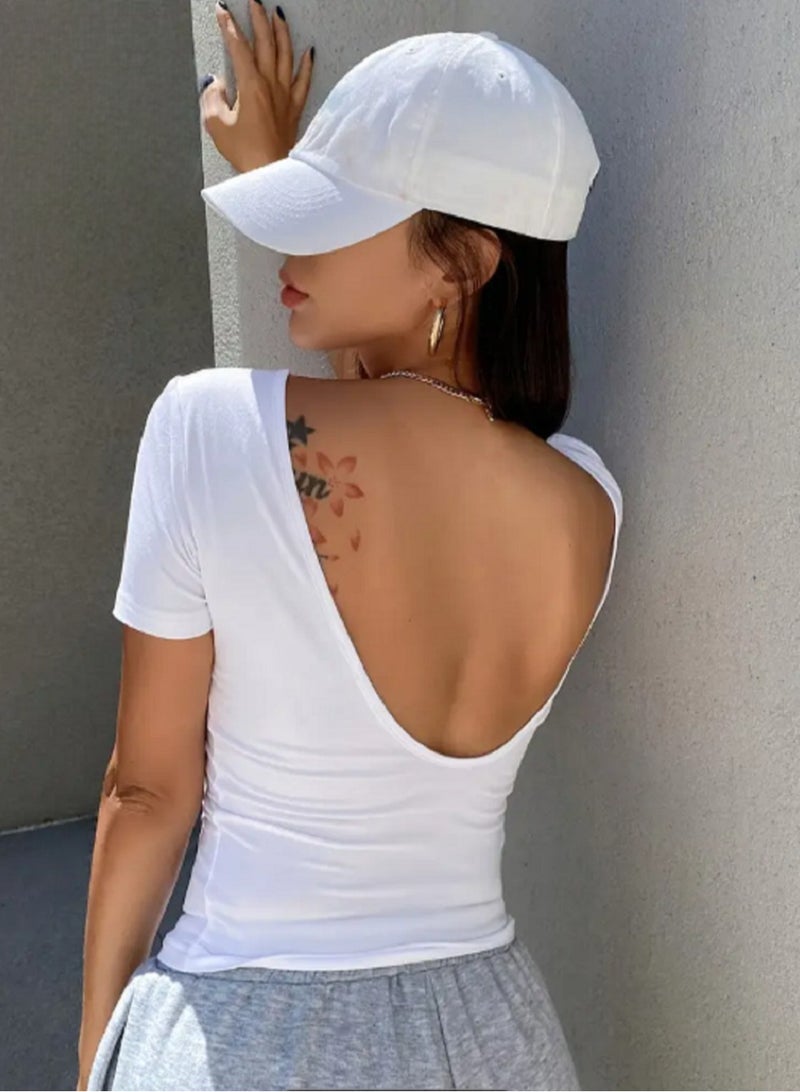 MANIKAN Women's short blouse with a comfortable design for movement, made of soft comfortable stretchy cotton suitable for most occasions - Image 4