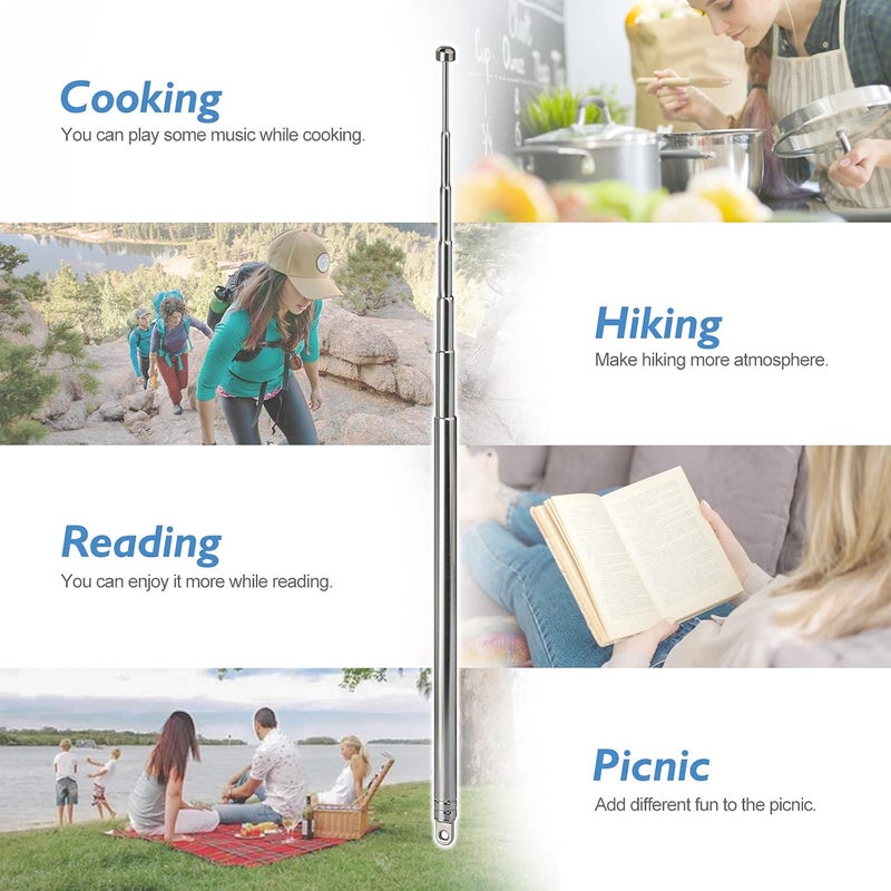 BINGFU 7 Sections Telescopic 74cm AM FM Antenna Portable Radio Antenna Replacement (2-Pack) Compatible with Indoor Portable Radio Home Stereo Receiver AV Audio Video Home Theater Receiver TV Tuner - Image 2
