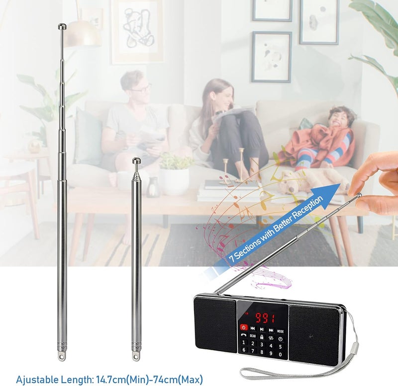 BINGFU 7 Sections Telescopic 74cm AM FM Antenna Portable Radio Antenna Replacement (2-Pack) Compatible with Indoor Portable Radio Home Stereo Receiver AV Audio Video Home Theater Receiver TV Tuner - Image 4