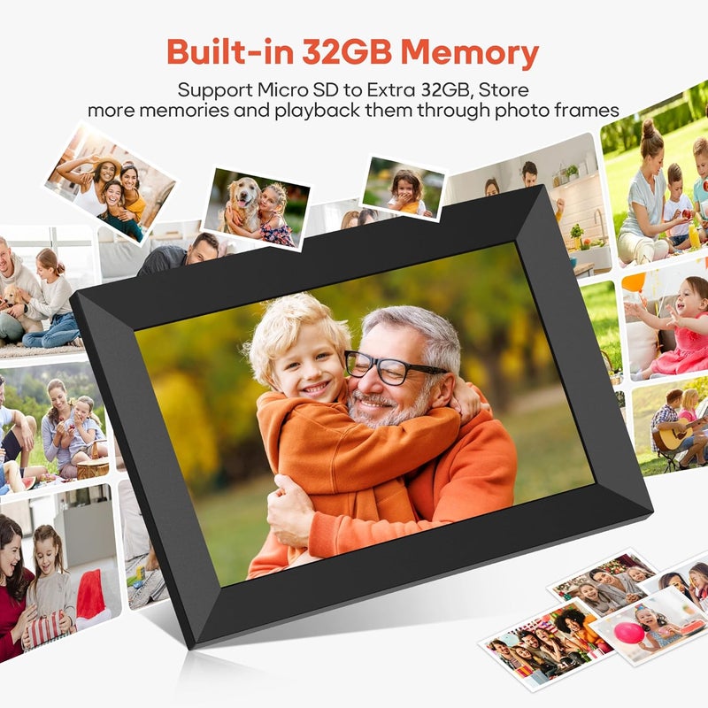 بيجاسو إطار صور رقمي WiFi من Frameo، حزمة من 2، إطار صور إلكتروني بحجم 10.1 بوصة مع شاشة لمس IPS بدقة 1280 × 800، ذاكرة 16 جيجابايت، دوران تلقائي، مشاركة الصور فورًا من أي مكان - Image 4