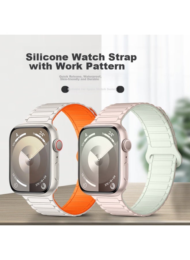 Bho Compatible Apple Watch Band, Magnetic Strap For Apple Watch S10/s9/ultra2, Iwatch S8/7/6/5/4/se2, Double-sided Contrasting Color Silicone Band - Image 2