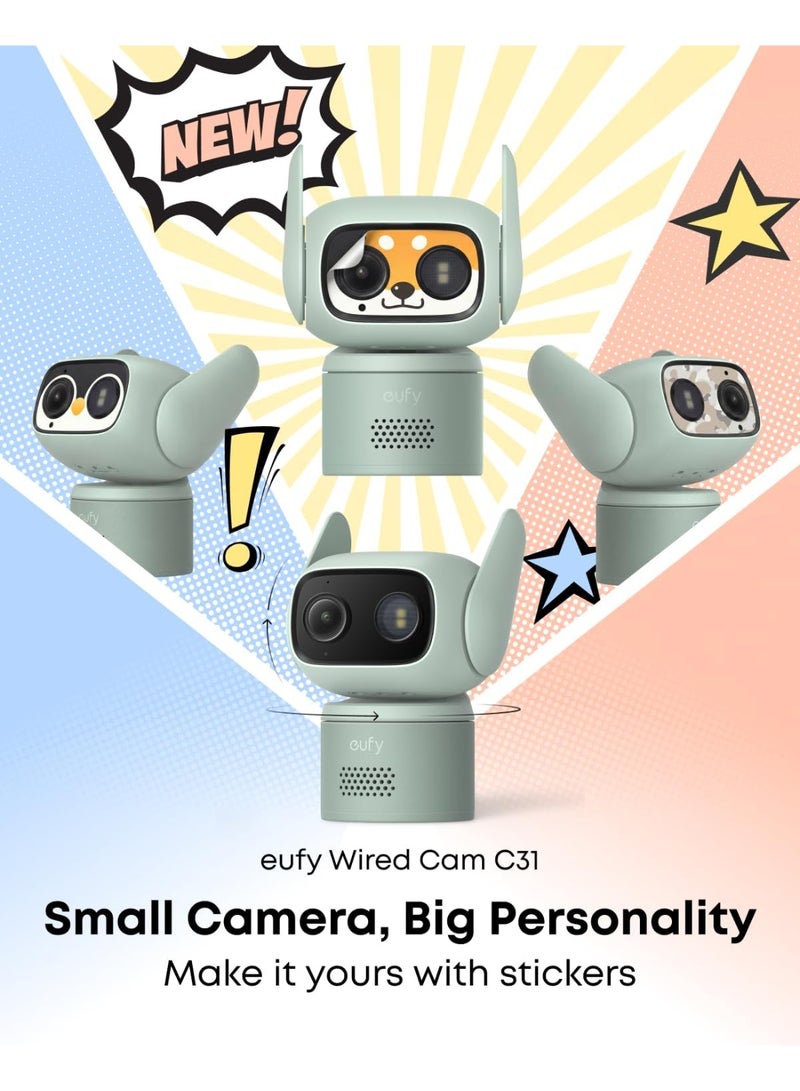 eufy Wired Cam C31,360° Coverage with Pan and Tilt,Indoor and Outdoor, Dual Antenna,Color Night Vision, Local Storage, No Monthly Fee,AI Human/Vehicle/Pet/Cry Detection,24/7 Continuous Recording - Image 4