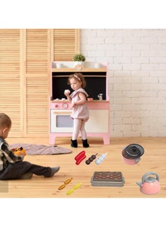 Generic 61Pcs Kids Kitchen Toy Accessories Set, Toddler Pretend BBQ Cooking Playset with Play Pots and Pans, Utensils Cookware Toys, Cut Play Food Set, Toy Vegetables, Play Kitchen Toy Pink  - Image 4