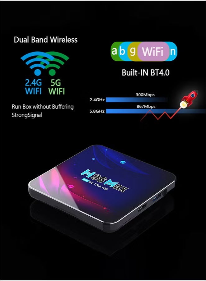 H96 Max 4K Ultra HD Smart Set-top Box: Android 11.0 System 4GB+64GB Large Storage Dual WIFI6 + Bluetooth Configuration  - Image 5