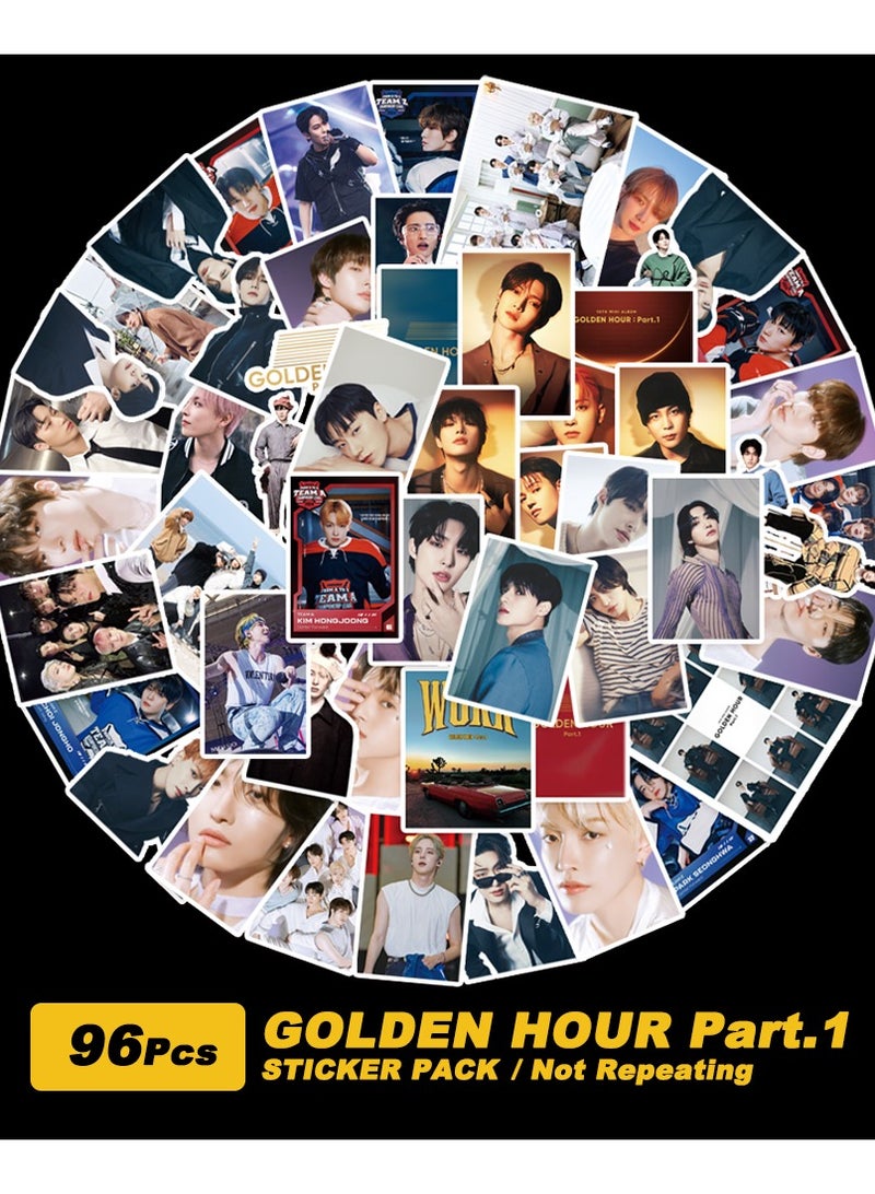 K-POP ATEEZ 96Pcs GoldenHour Sticker Pack  2025 Sticker Kpop merch Waterproof Vinyl Sticker For Laptop Water bottle Cartoon sticker  - Image 2