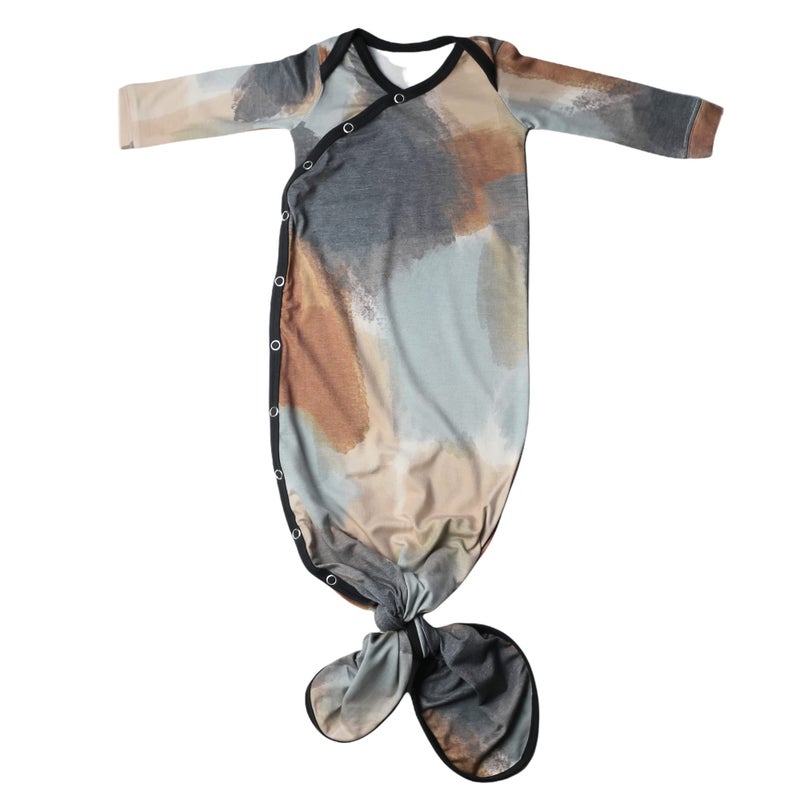 Copper Pearl Copper Pearl Baby Gown Knotted Newborn Sleepers for Baby Boy and Girl Soft Stretchy Long Sleeve Infant Gowns with Bottom Tie and Hand Mittens Perfect Hospital Coming Home Outfit Ace