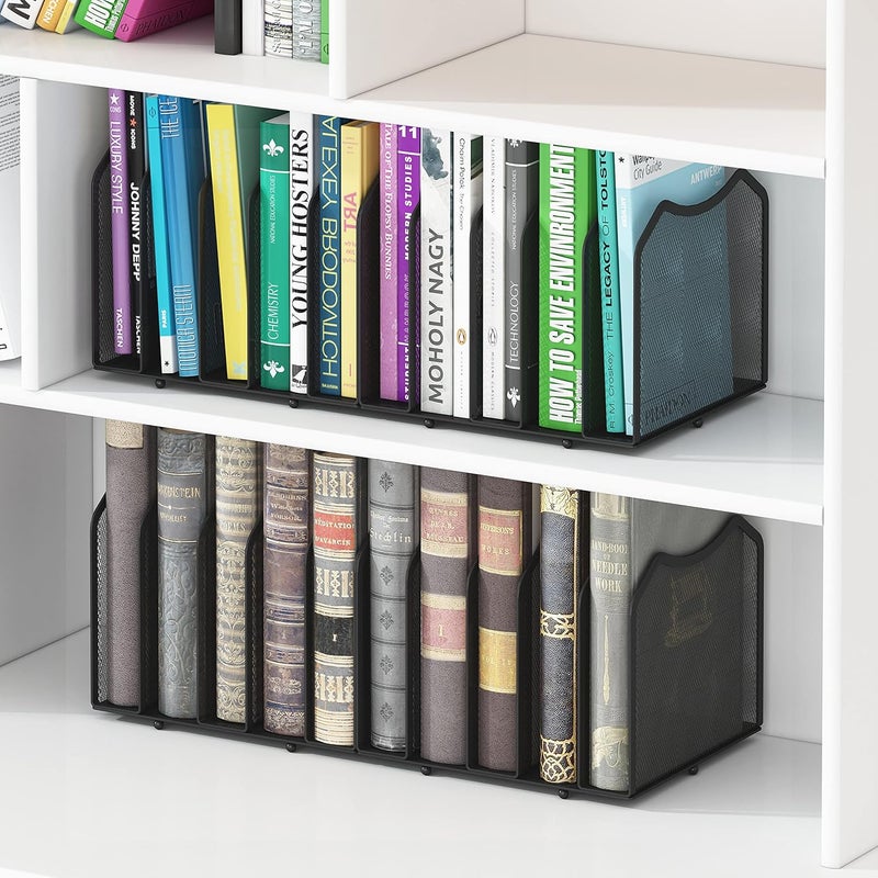 Simple Trending Mesh Desktop File Sorter Organizer, 5-Section Bookshelf for Desk Home Office, Black - Image 5