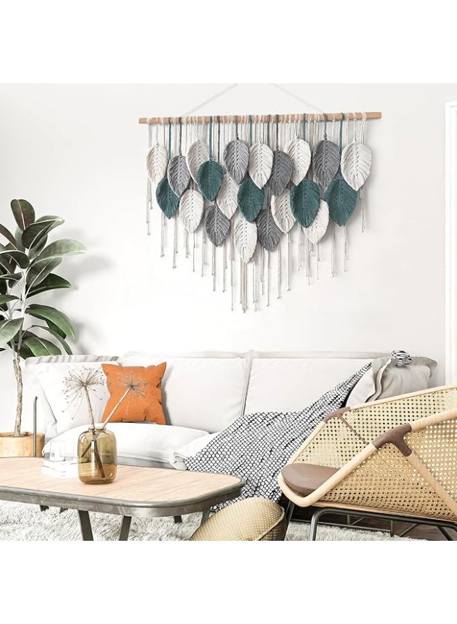 Antikiano Large Macrame Wall Hanging Boho Home Decor, Handmade Bohemian Woven Leaves Macrame Tapestry Modern Aesthetic Chic Wall Art Decorations for Bedroom Living Room Nursery Office 39" W x 29.5" L - Image 3
