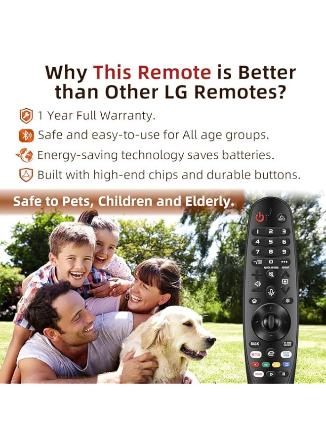 Nettech for LG Remote for LG Smart TV from 2019-2022. for Magic LG TV Remote Replacement MR20GA with Voice and Pointer Function. for LG WebOS ThinQ AI UHD OLED 4K Models. 2-Year Full Warranty.