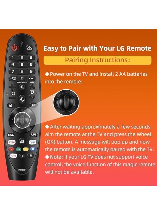 Nettech for LG Remote for LG Smart TV from 2019-2022. for Magic LG TV Remote Replacement MR20GA with Voice and Pointer Function. for LG WebOS ThinQ AI UHD OLED 4K Models. 2-Year Full Warranty.