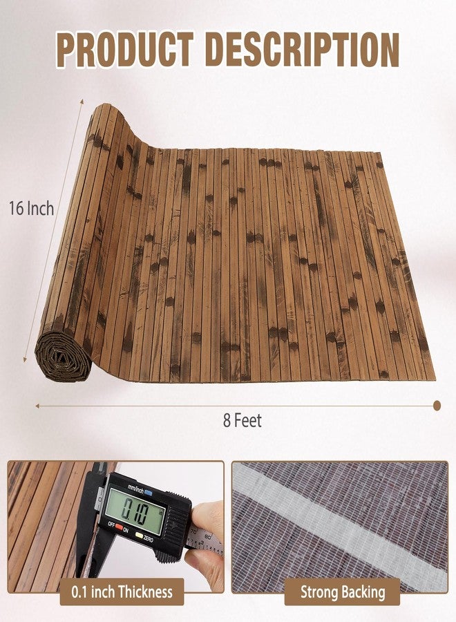 EYAYEN Natural Bamboo Wall Panel for Interior Wall Decor, Pole Wrap Wainscoting Interior Wall Cladding Panel for Kitchen Island, Bedroom, Living Room Office,Decor(16" H x 96" L, Brown Burned) - Image 2