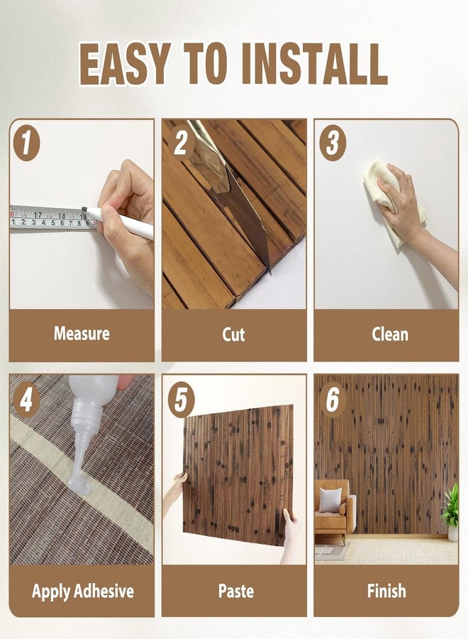 EYAYEN Natural Bamboo Wall Panel for Interior Wall Decor, Pole Wrap Wainscoting Interior Wall Cladding Panel for Kitchen Island, Bedroom, Living Room Office,Decor(16" H x 96" L, Brown Burned) - Image 4