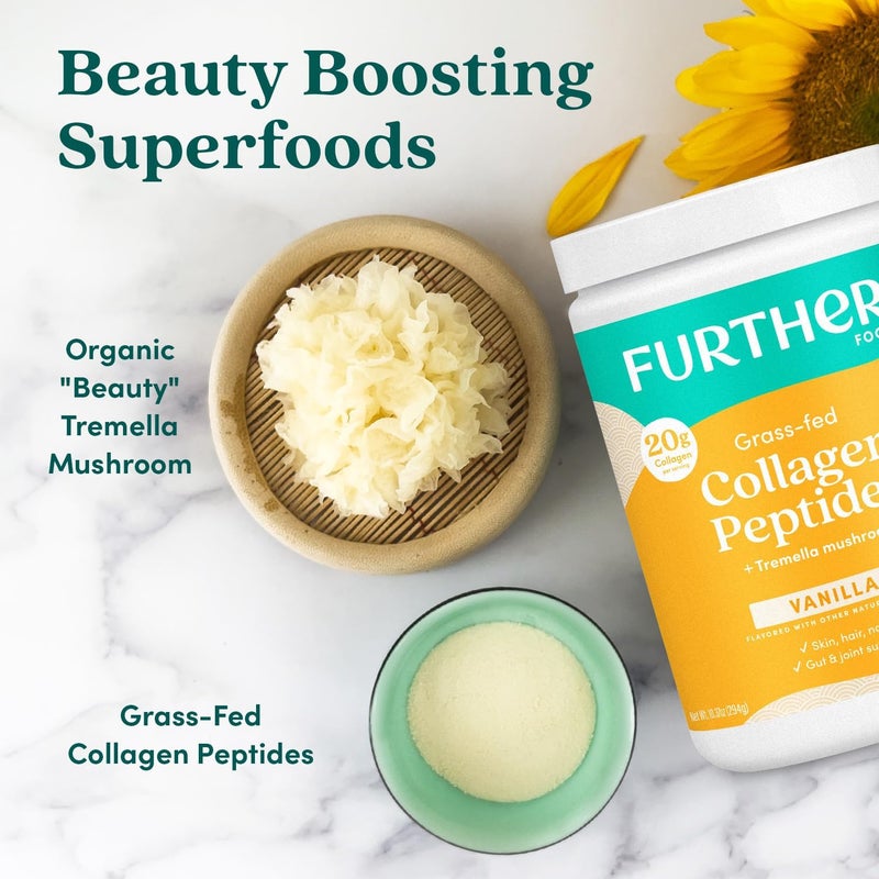 Further Food مسحوق ببتيدات الكولاجين بالفانيليا من فيرثر فود، من حيوانات رُبِيت في المراعي، مُحلل نوع 1، 3 بروتين، صحة الأمعاء، المفاصل، الشعر، البشرة، الأظافر، باليو، كيتو، خالي من السكر، 2222 أونصة - Image 5