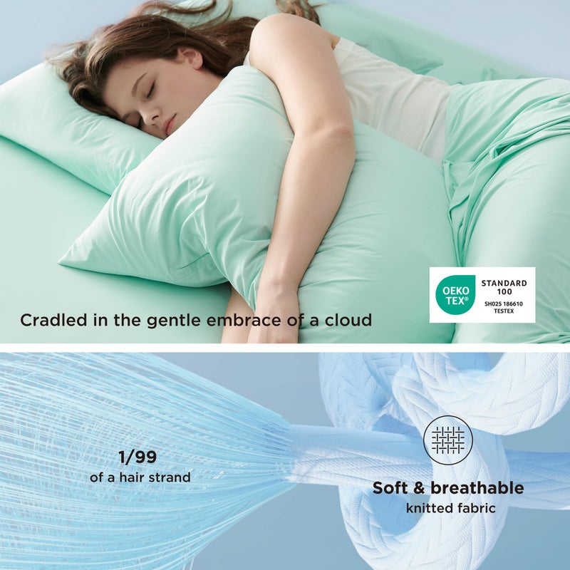 Bedsure Cooling Pillow Cases, Zipper Pillow Cases Queen Size Set of 2, Cool Pillowcases for Hot Sleepers & Night Sweats, Soft & Breathable Cold Pillow Covers for Hair & Skin, Gift, Green, 20x30 Inches - Image 4