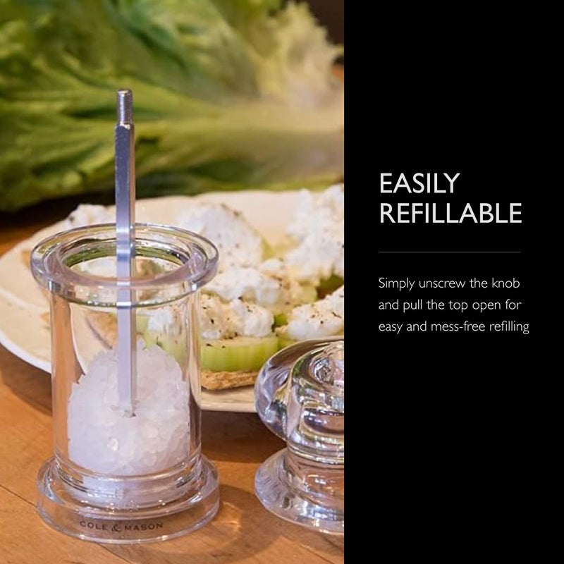 COLE & MASON 505 Salt Grinder - Clear Acrylic Mill Includes Precision Mechanism and Premium Sea Salt - Image 5