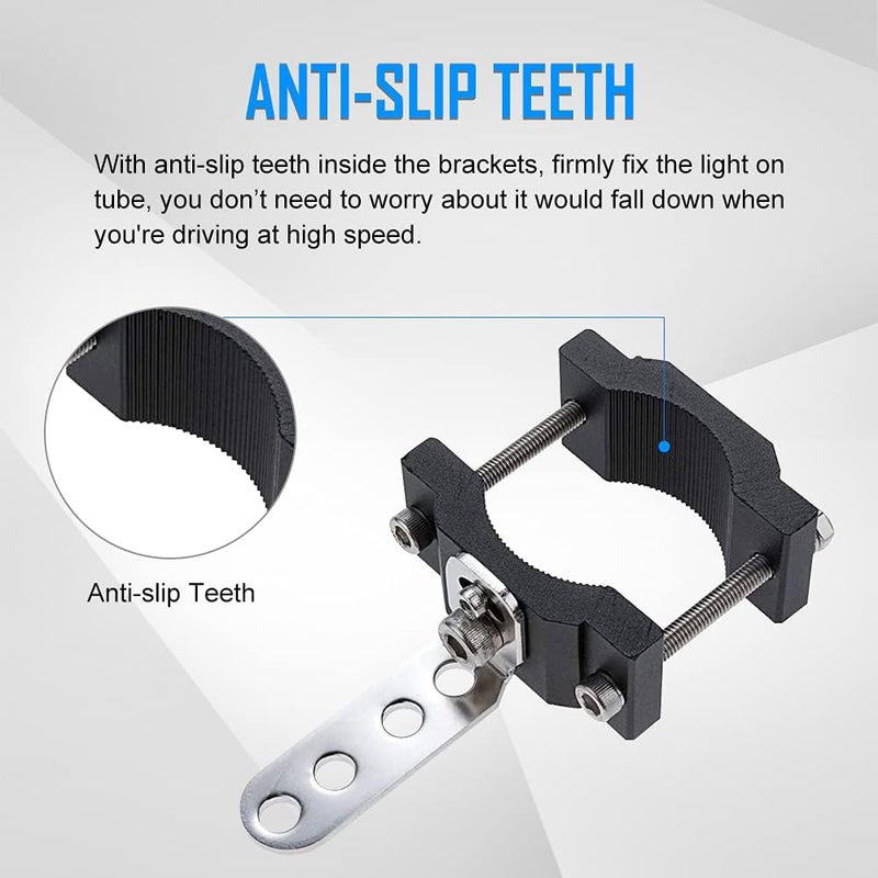 NORTHYUN Motorcycle 2 Inch Tube Clamp Mount Brackets Bicycle Car Bull Bar Holder Clamp Samman Off Road Bar Mounting Brackets for LED Light Work Lights Pods Lamps 2PCS - Image 4