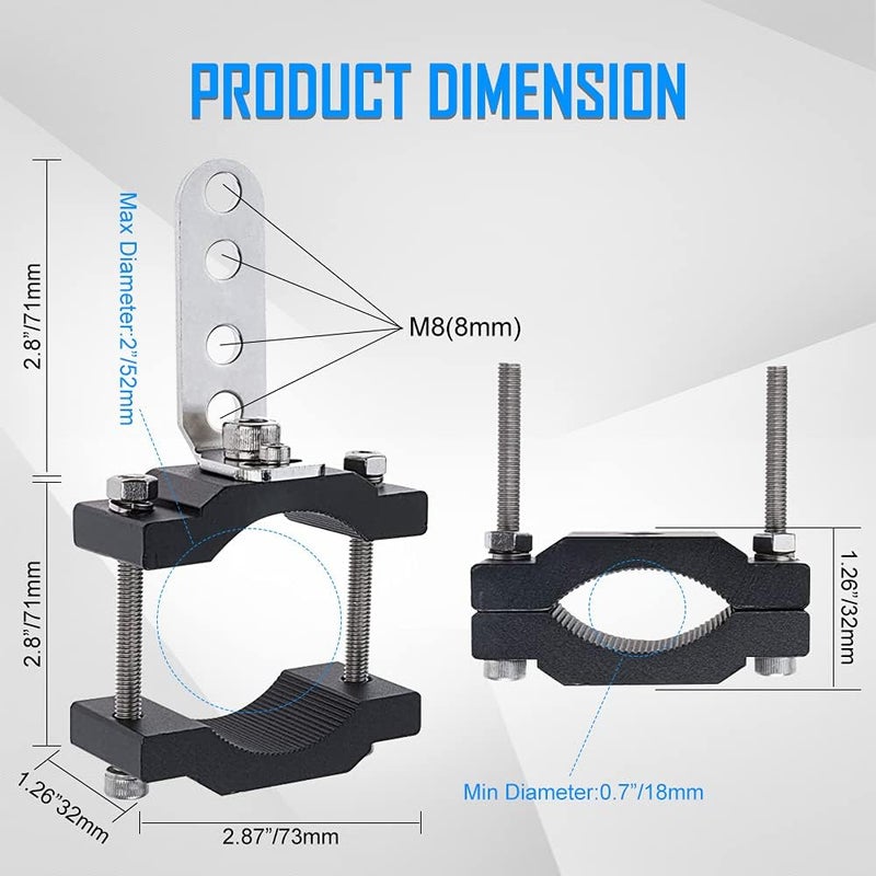 NORTHYUN Motorcycle 2 Inch Tube Clamp Mount Brackets Bicycle Car Bull Bar Holder Clamp Samman Off Road Bar Mounting Brackets for LED Light Work Lights Pods Lamps 2PCS - Image 2