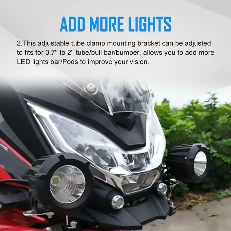 NORTHYUN Motorcycle 2 Inch Tube Clamp Mount Brackets Bicycle Car Bull Bar Holder Clamp Samman Off Road Bar Mounting Brackets for LED Light Work Lights Pods Lamps 2PCS - Image 5