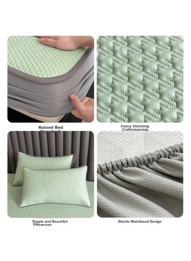 Muji Class A Cooling Ice Silk Fitted Sheet Set, 3 Pieces, For 1.8-meter Bed, Foldable, Washable, Soft Mat - Image 2