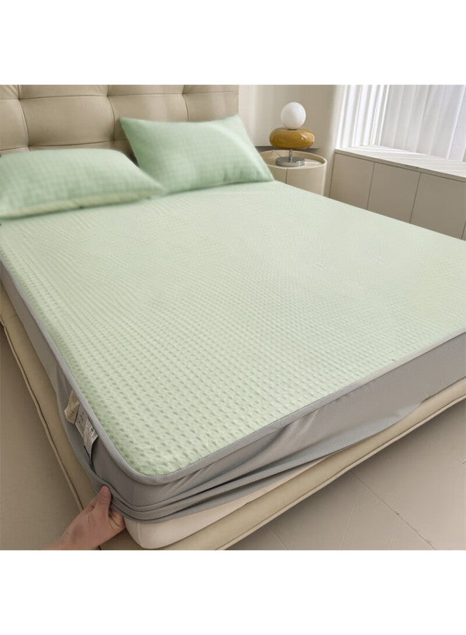 Muji Class A Cooling Ice Silk Fitted Sheet Set, 3 Pieces, For 1.8-meter Bed, Foldable, Washable, Soft Mat - Image 4