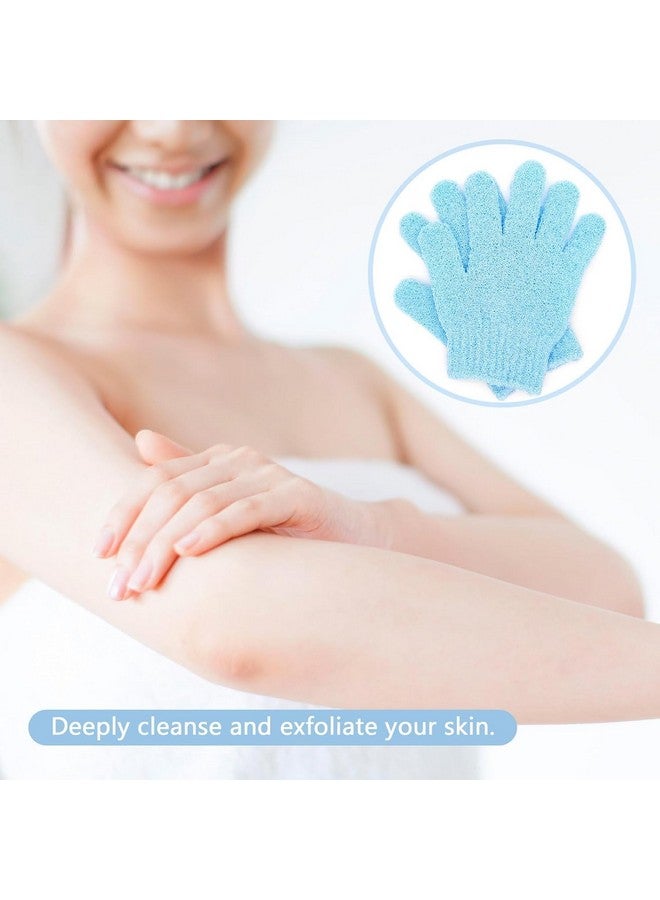 VALKYRIE 2Pcs Exfoliating Wash Gloves Dual Texture Bath Gloves for Shower Body Scrub Exfoliating Mitt Dead Skin Remover Exfoliator Mitten Natural Body Loofah Washcloth (2pcs BLUE) - Image 2