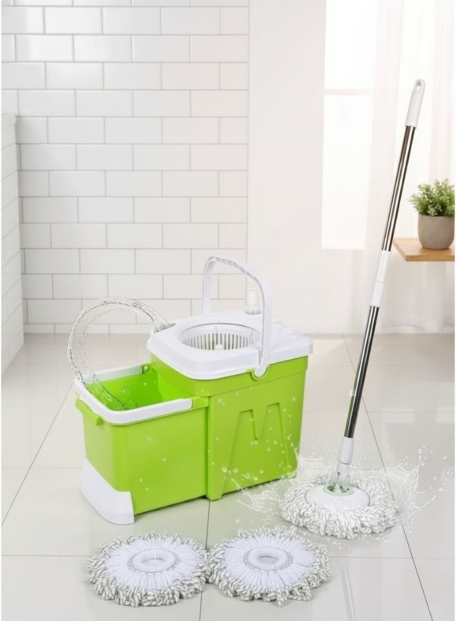 ZEESQUARE Spin Mop & Bucket Set 2-in-1 – Durable Stainless Steel Wringer, 2 Extra Mop Heads, Effortless Home and Office Floor Cleaning (Green)Spin Mop & Bucket Set 2-in-1 – Durable Stainless Steel Wringer, 2 Extra Mop Heads, Effortless Home and Office Floor Cleaning (Green) - Image 2